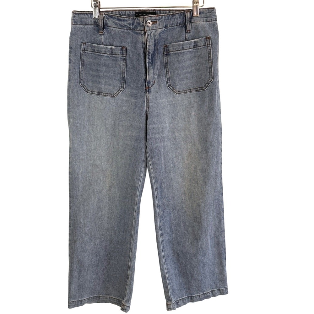 Sanctuary‎ Denim Jeans Wide Leg Patch Pocket 30 Blue Womens High Rise Crop